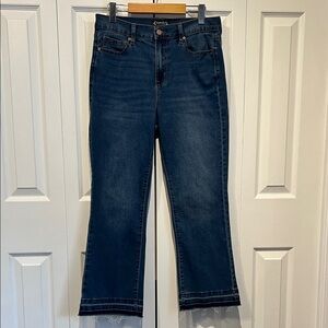 Nanette Lepore Jolie High Rise Ankle Boot Cut Fringed Hem Jeans‎ Size 8